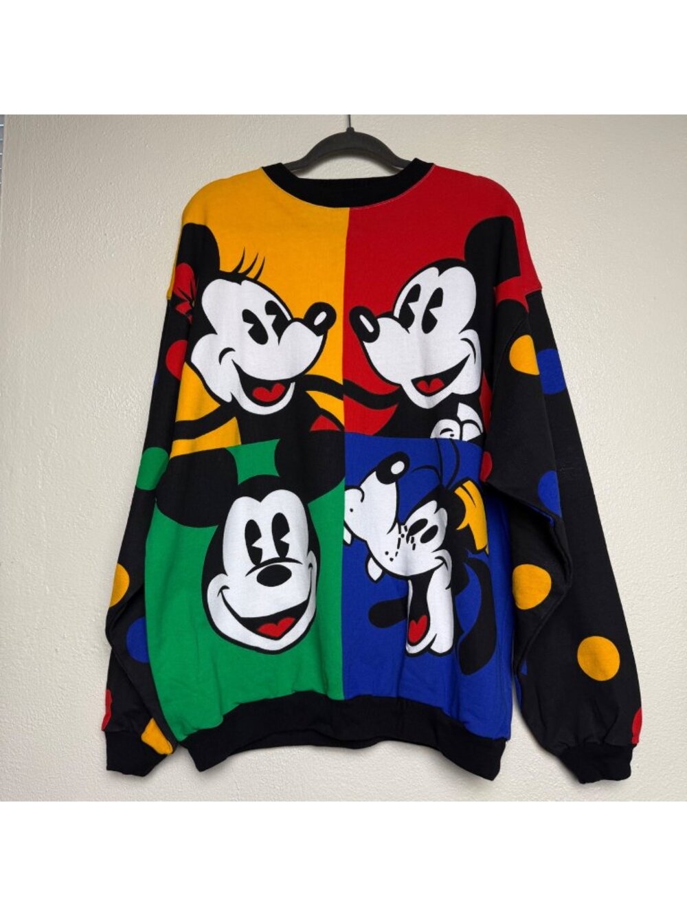 Mickey & Co Color Block Sweater Sweatshirt bUnisex All Over Print Vintage Sz XL